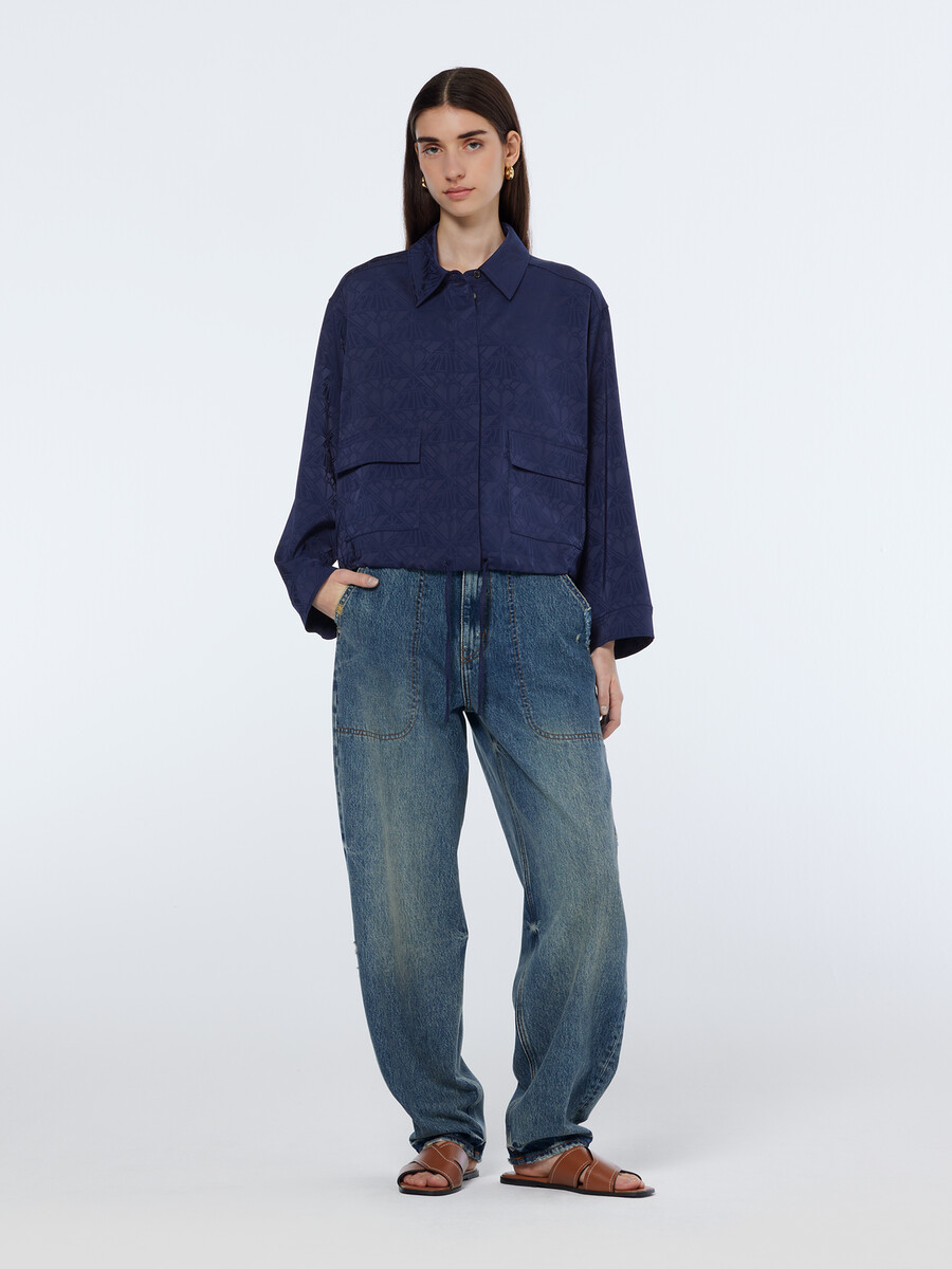 camisa utilitaria de satén jacquard