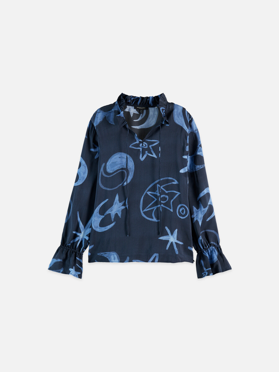 camisa estampada con puños con cordón