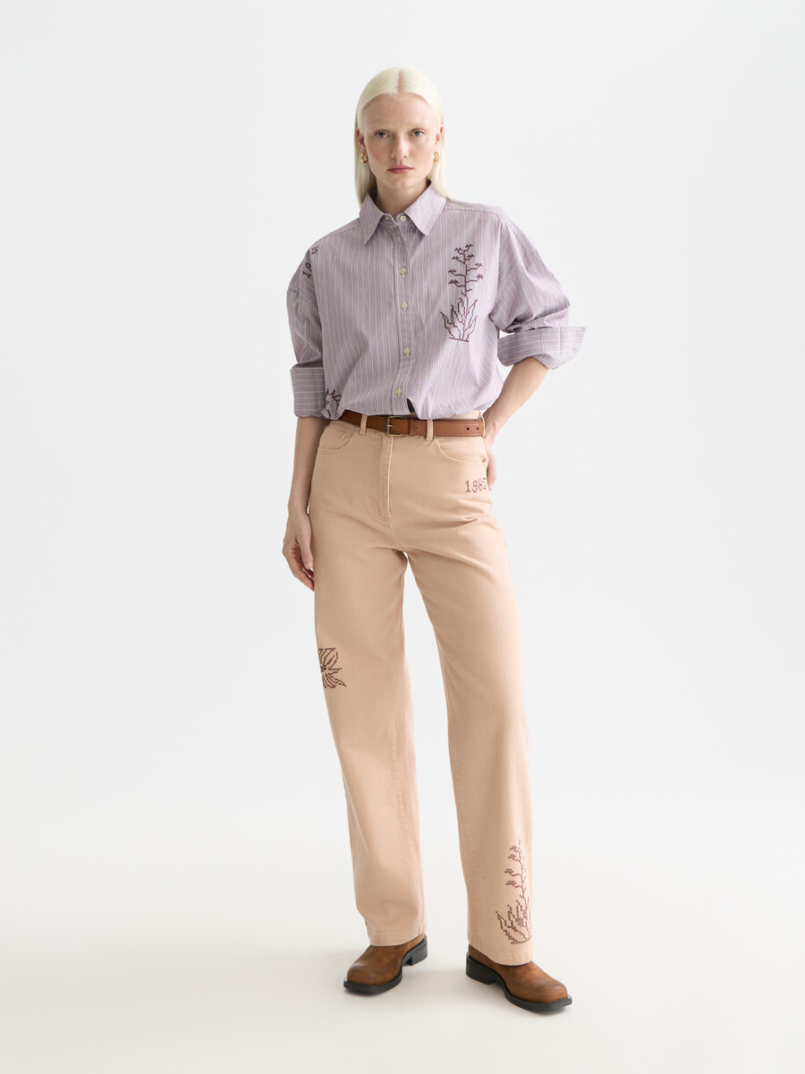 camisa de novia bordada