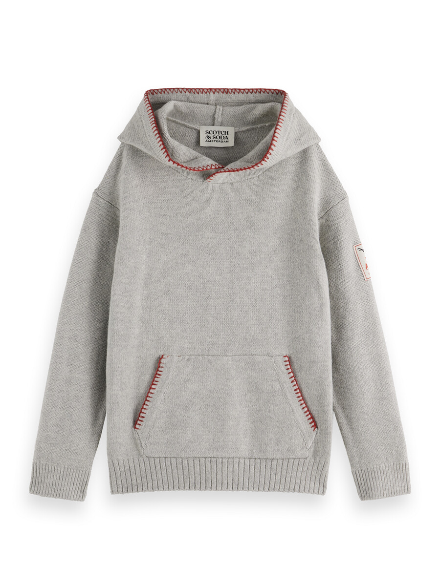 sudadera con capucha de punto bordada y corte holgado para niño