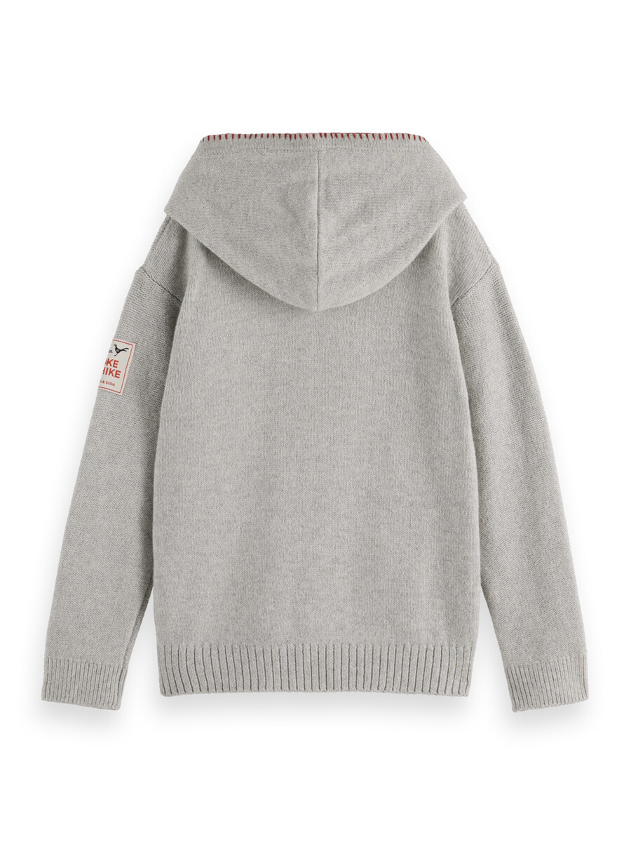 sudadera con capucha de punto bordada y corte holgado para niño