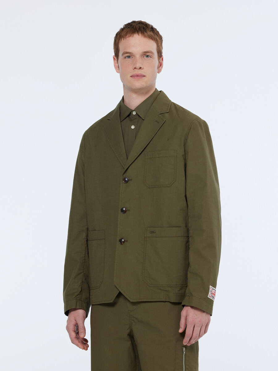 blazer militar de algodón antidesgarro sin estructura y corte relajado