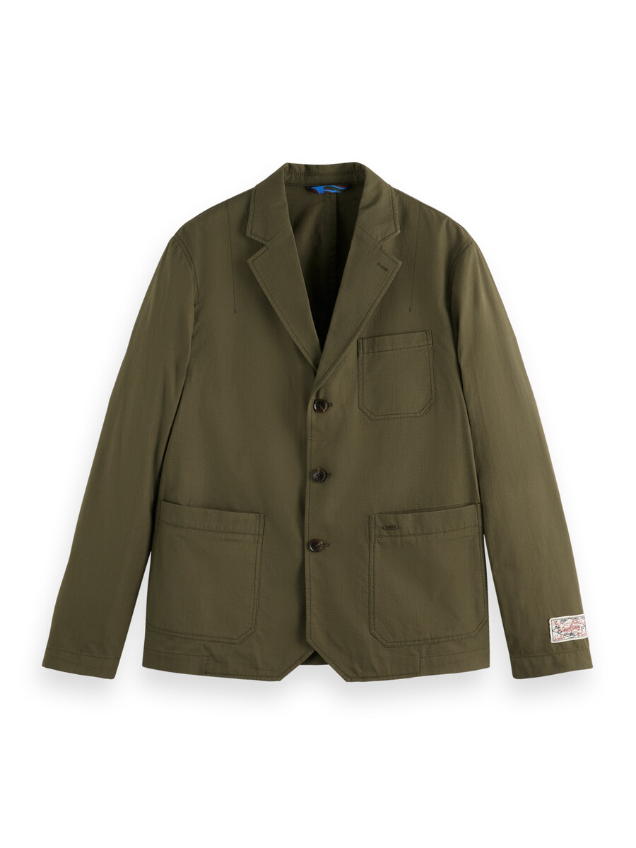 blazer militar de algodón antidesgarro sin estructura y corte relajado