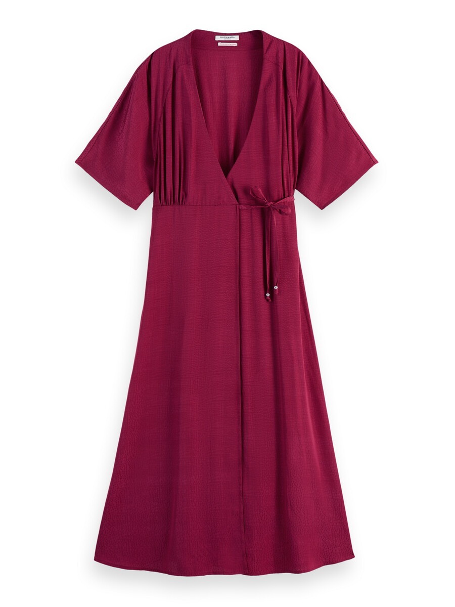 vestido cruzado midi de jacquard