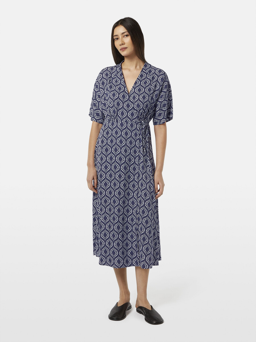 vestido cruzado midi de jacquard