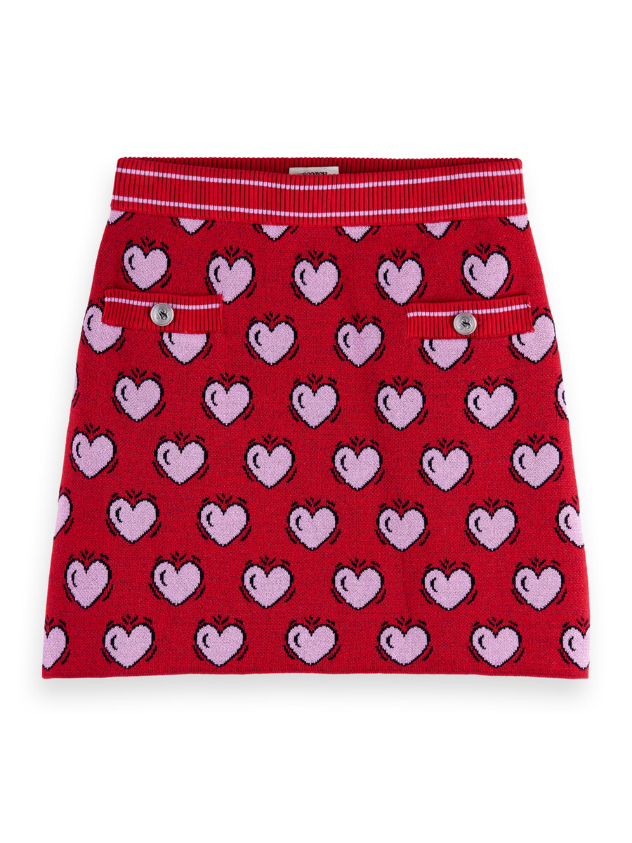 falda con estampado de corazones de scotch soda x burton morris