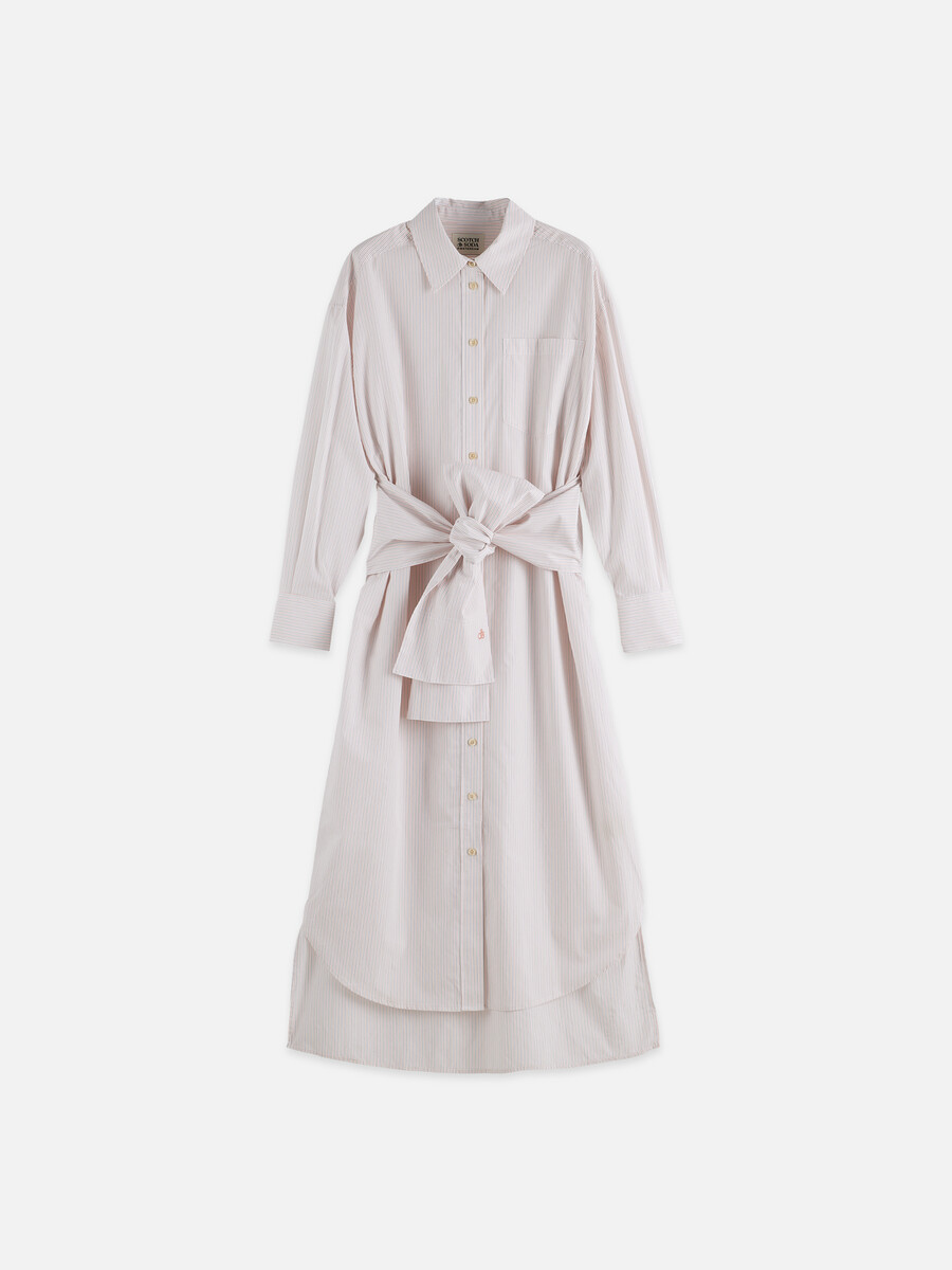 vestido camisero de corte relajado con lazo