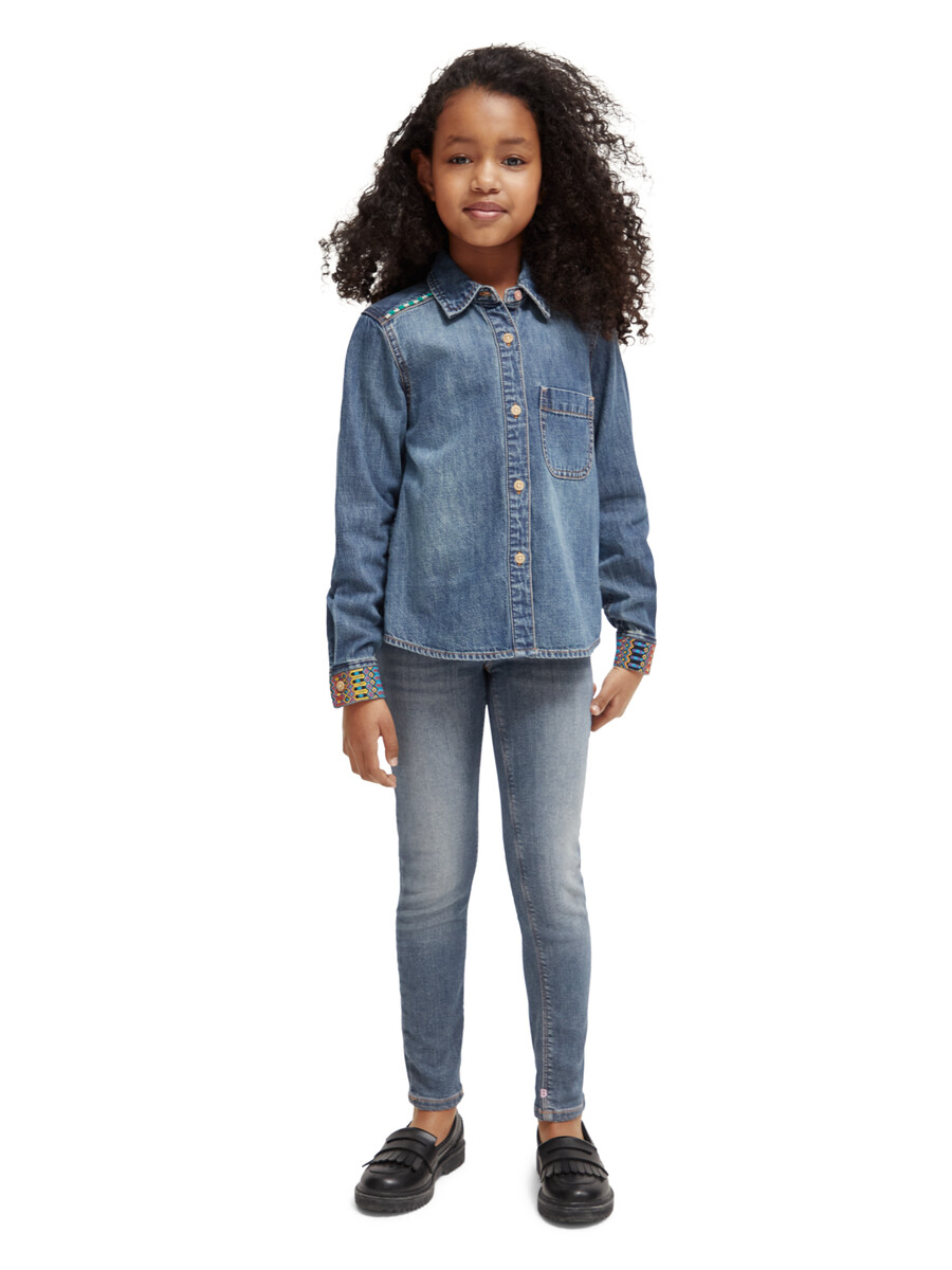 vaqueros ajustados milou para niña - azul eléctrico