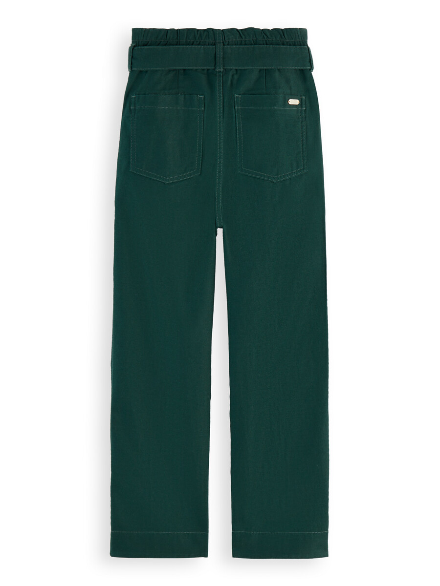 pantalones cónicos con lazo y diseño paperbag para niñas