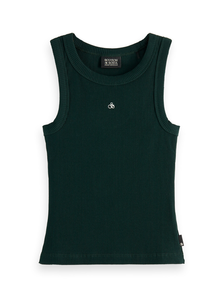 camiseta de tirantes ajustada acanalada para niña