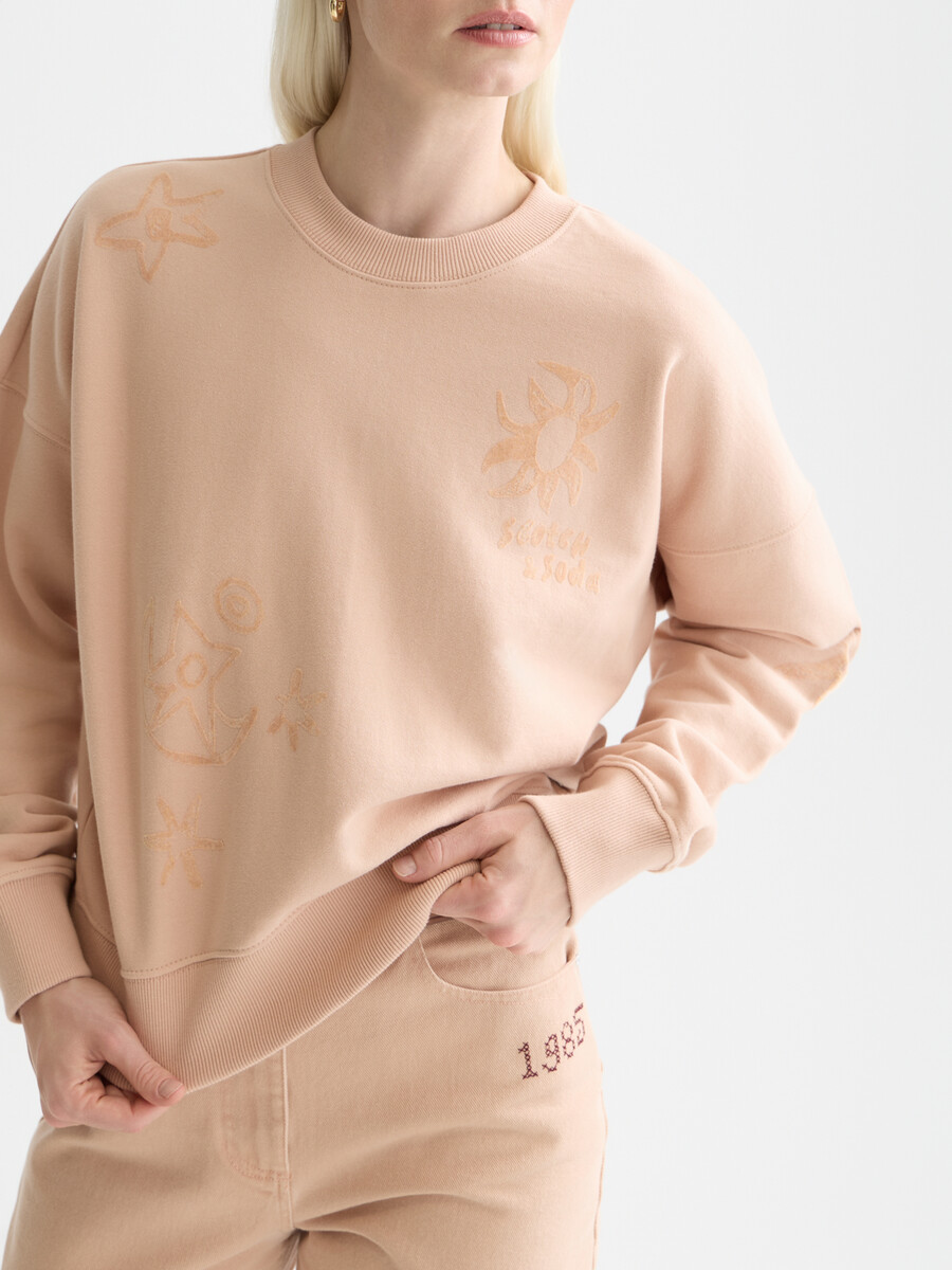 sudadera de corte relajado con estampado flocado