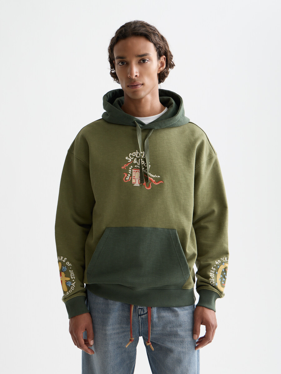 sudadera con capucha bordada de corte relajado del 40.º aniversario