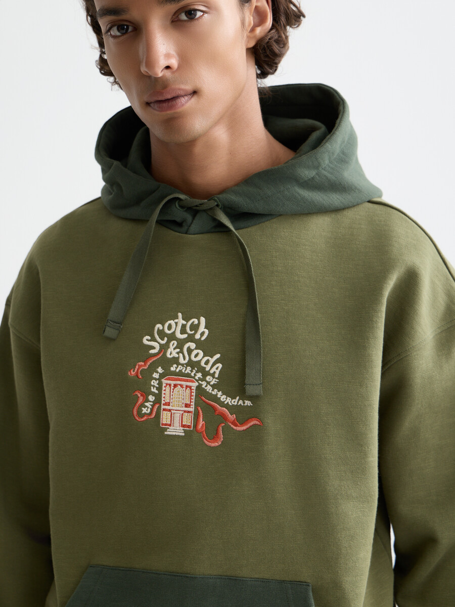 sudadera con capucha bordada de corte relajado del 40.º aniversario