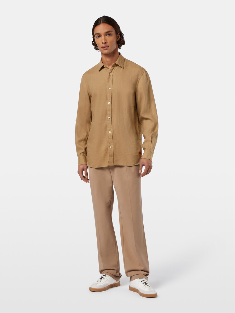 pantalón chino de corte recto y relajado de sarga de algodónlyocell plisado