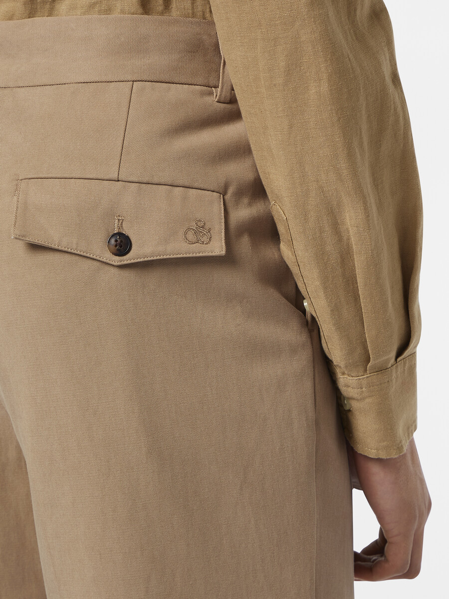 pantalón chino de corte recto y relajado de sarga de algodónlyocell plisado