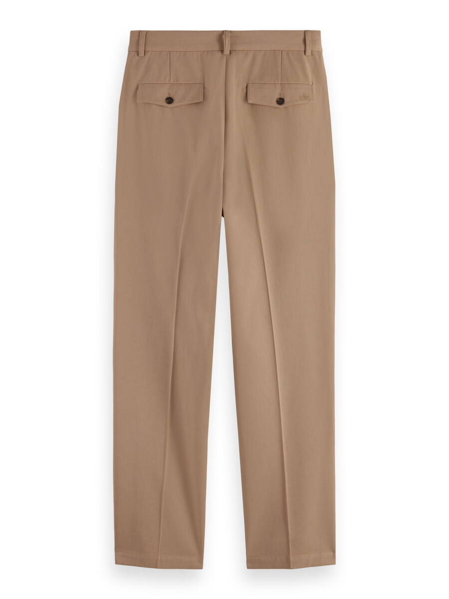 pantalón chino de corte recto y relajado de sarga de algodónlyocell plisado