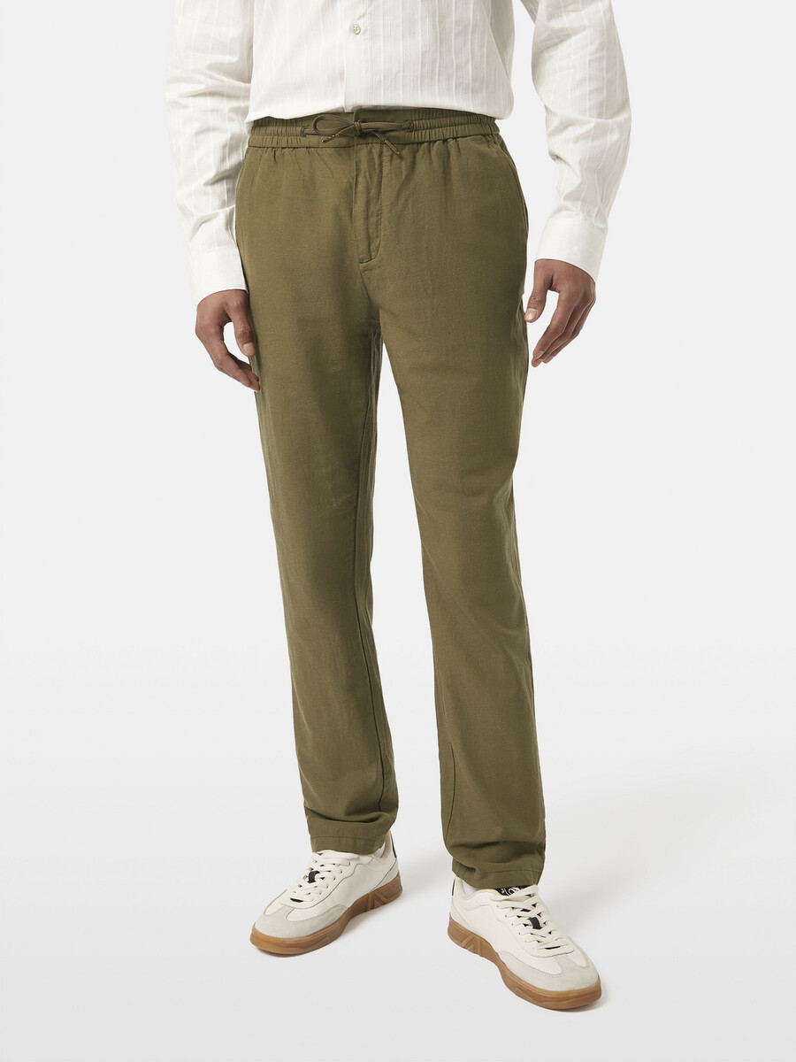 pantalón deportivo recto de lino y algodón warren