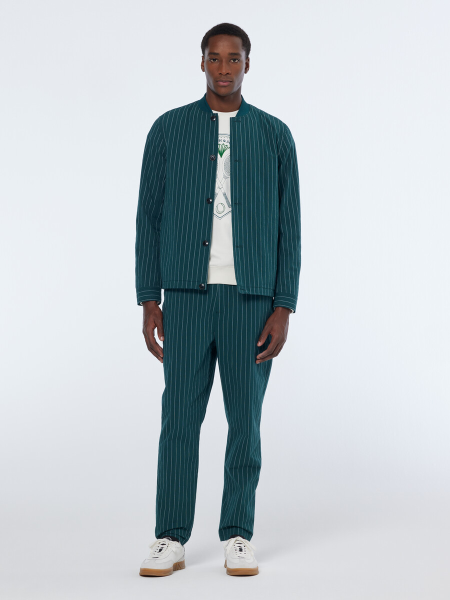 pantalón deportivo de raya diplomática de mezcla de algodón fave