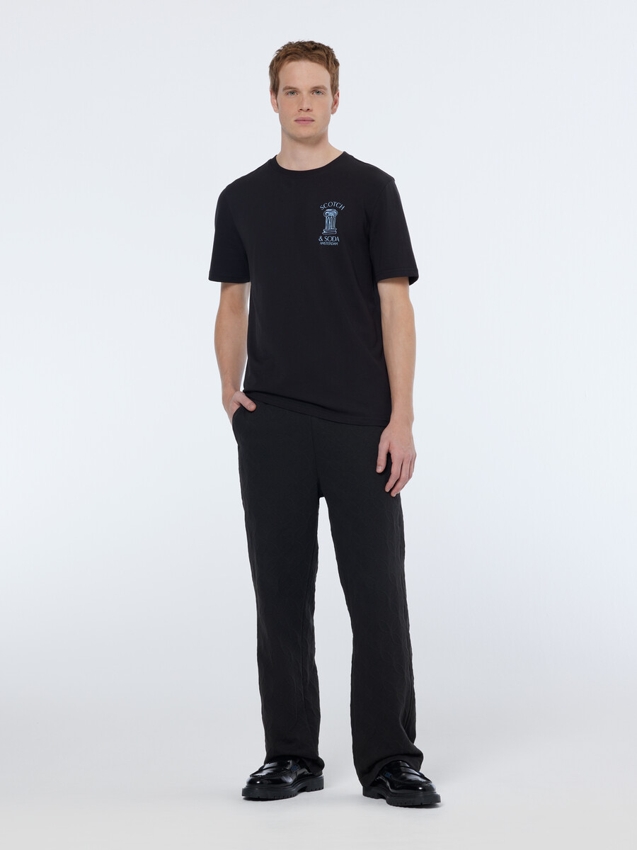 pantalón deportivo recto y relajado de felpa jacquard