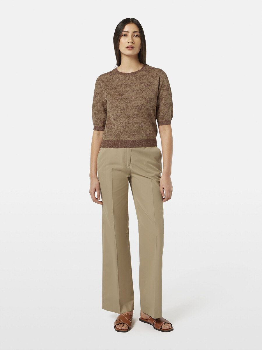 pantalón edie tailored de pierna ancha con cinturón fijo
