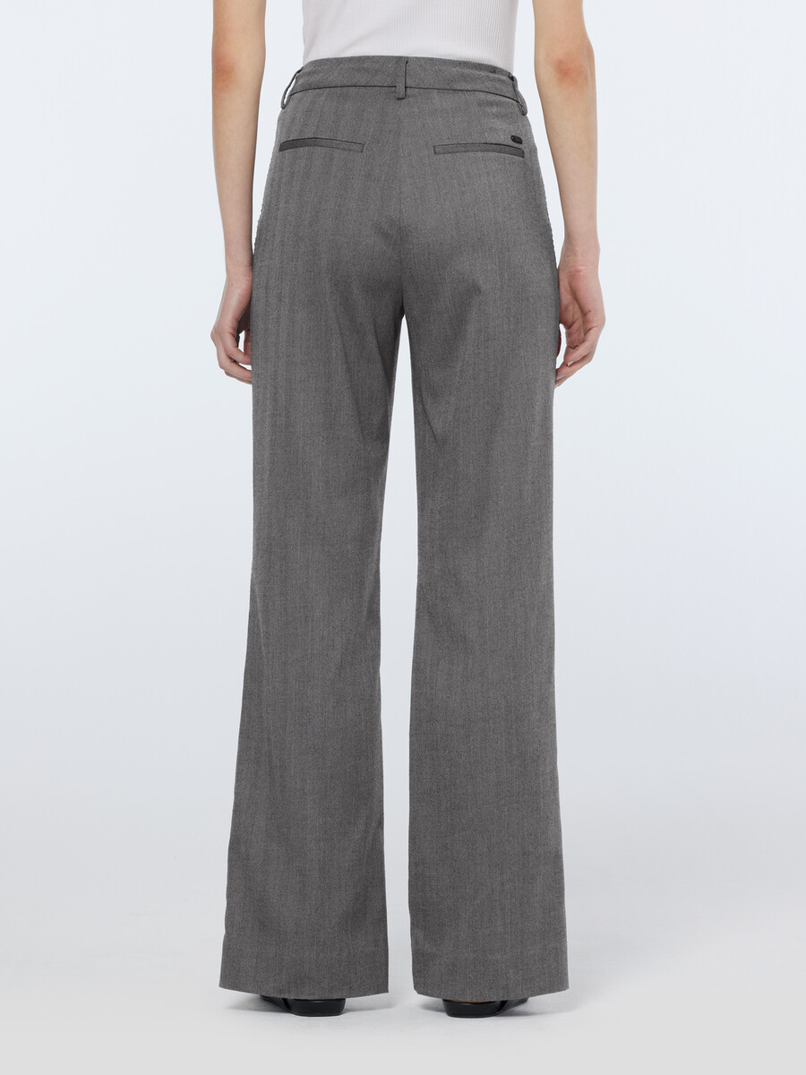 pantalón acampanado de tiro alto con diseño de espiga violeta