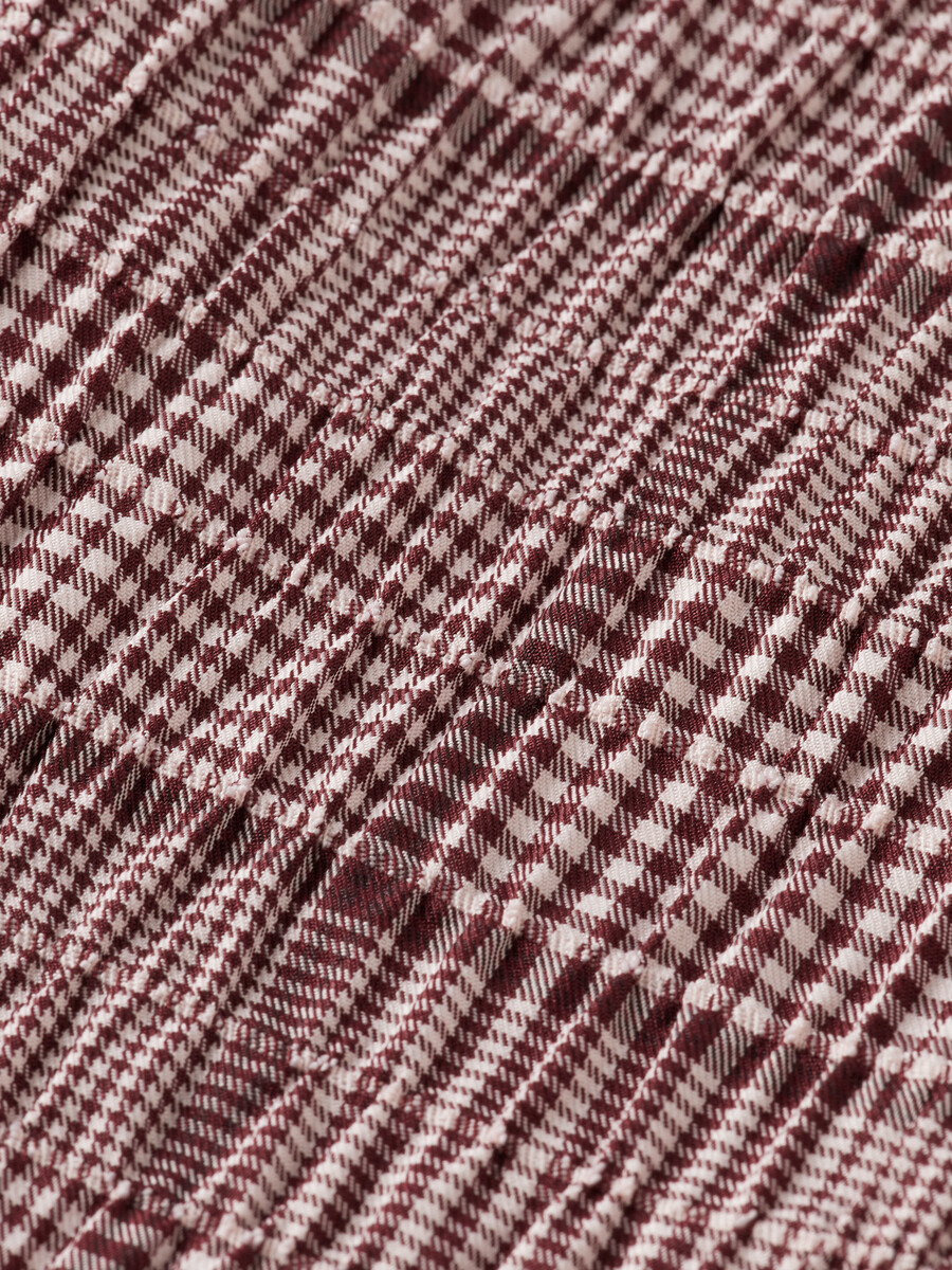 pantalón de seersucker príncipe de gales de tiro alto y pierna ancha rose