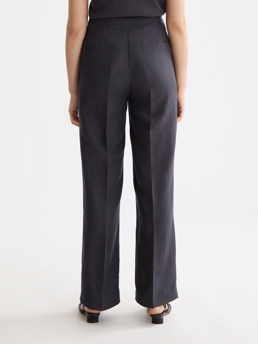 edie - pantalón drapeado de tiro alto y pierna ancha
