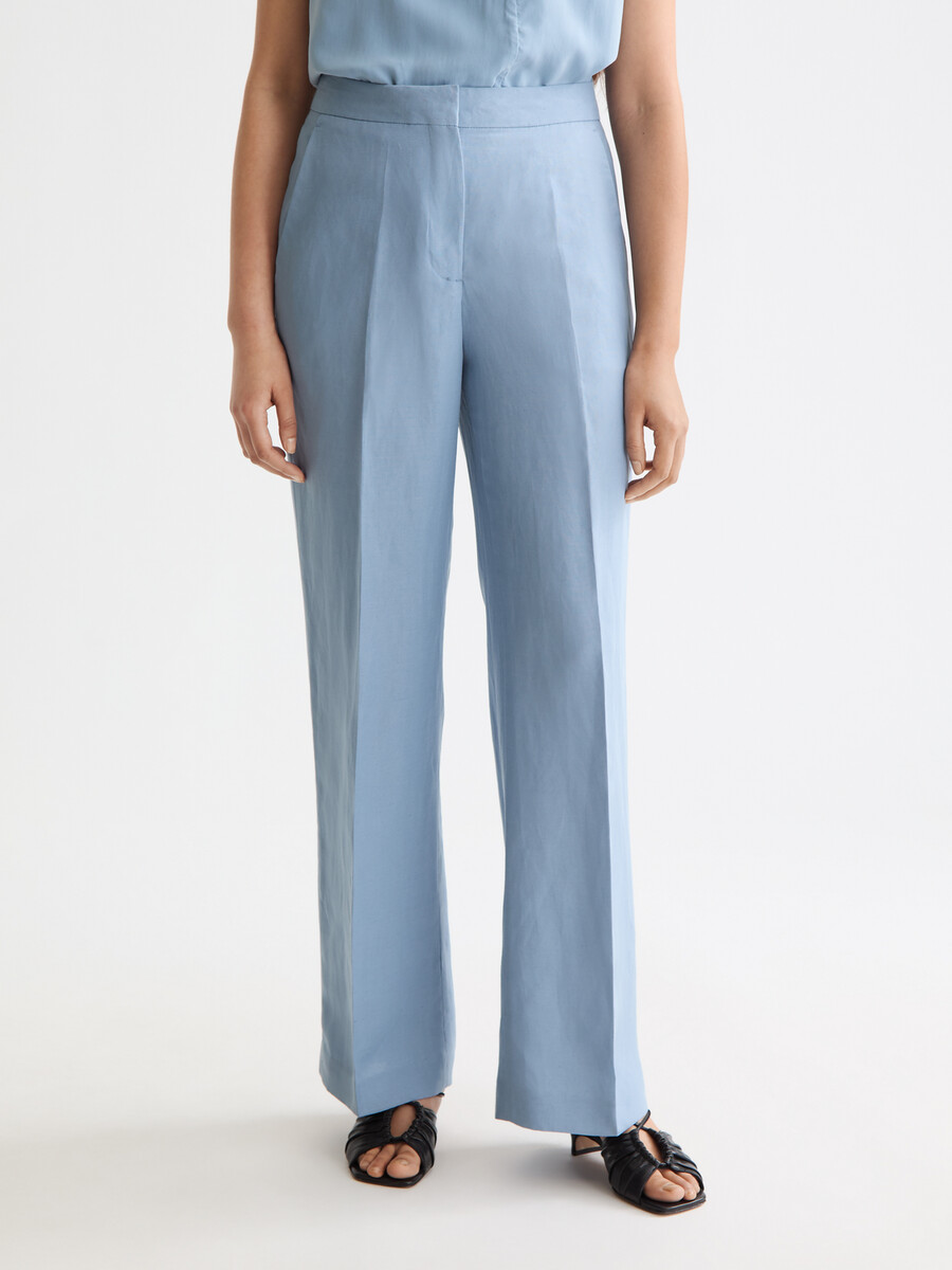 edie - pantalón drapeado de tiro alto y pierna ancha