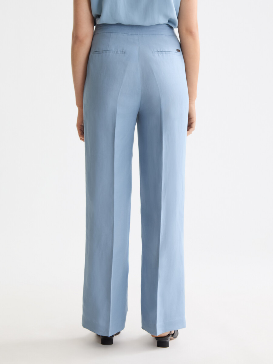edie - pantalón drapeado de tiro alto y pierna ancha