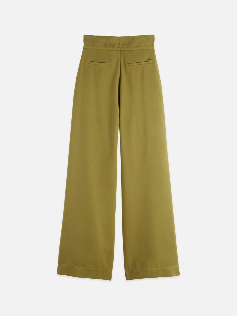 junio - pantalones paperbag de sarga de tiro alto y pierna ancha