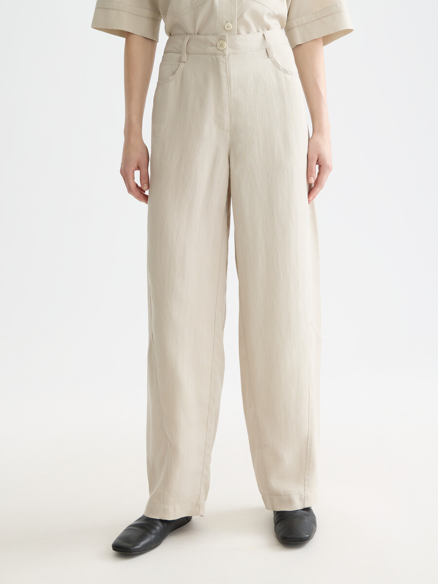lotus - pantalones de sarga con tiro alto y pierna ancha