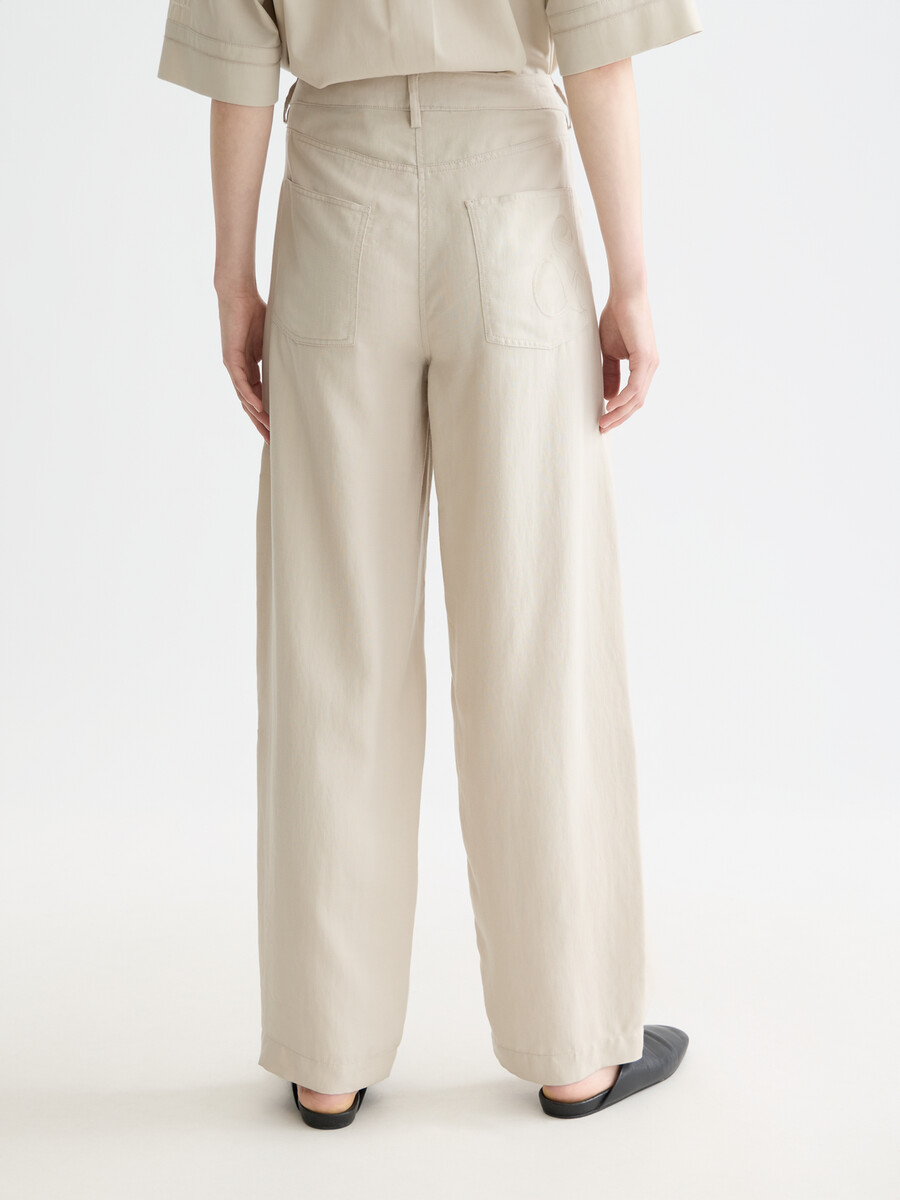 lotus - pantalones de sarga con tiro alto y pierna ancha