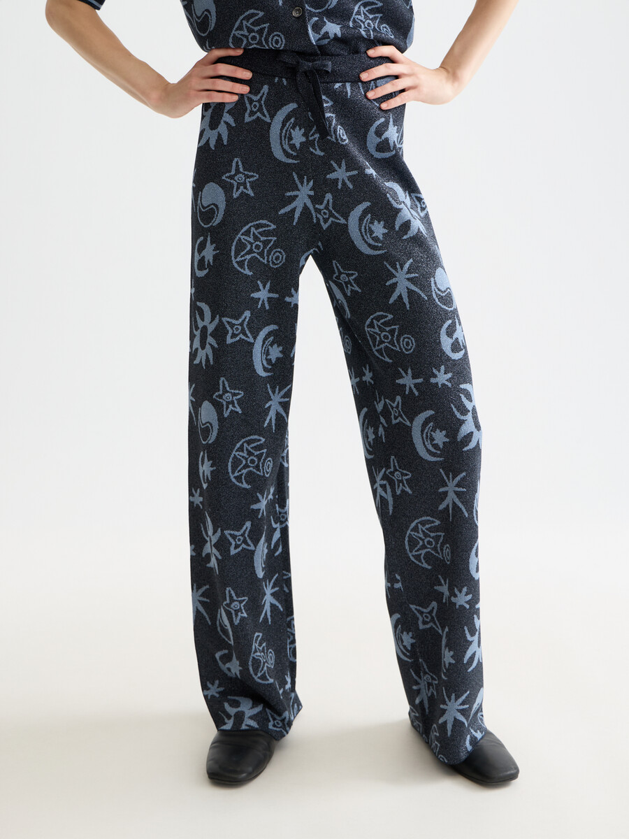 pantalones de punto jacquard
