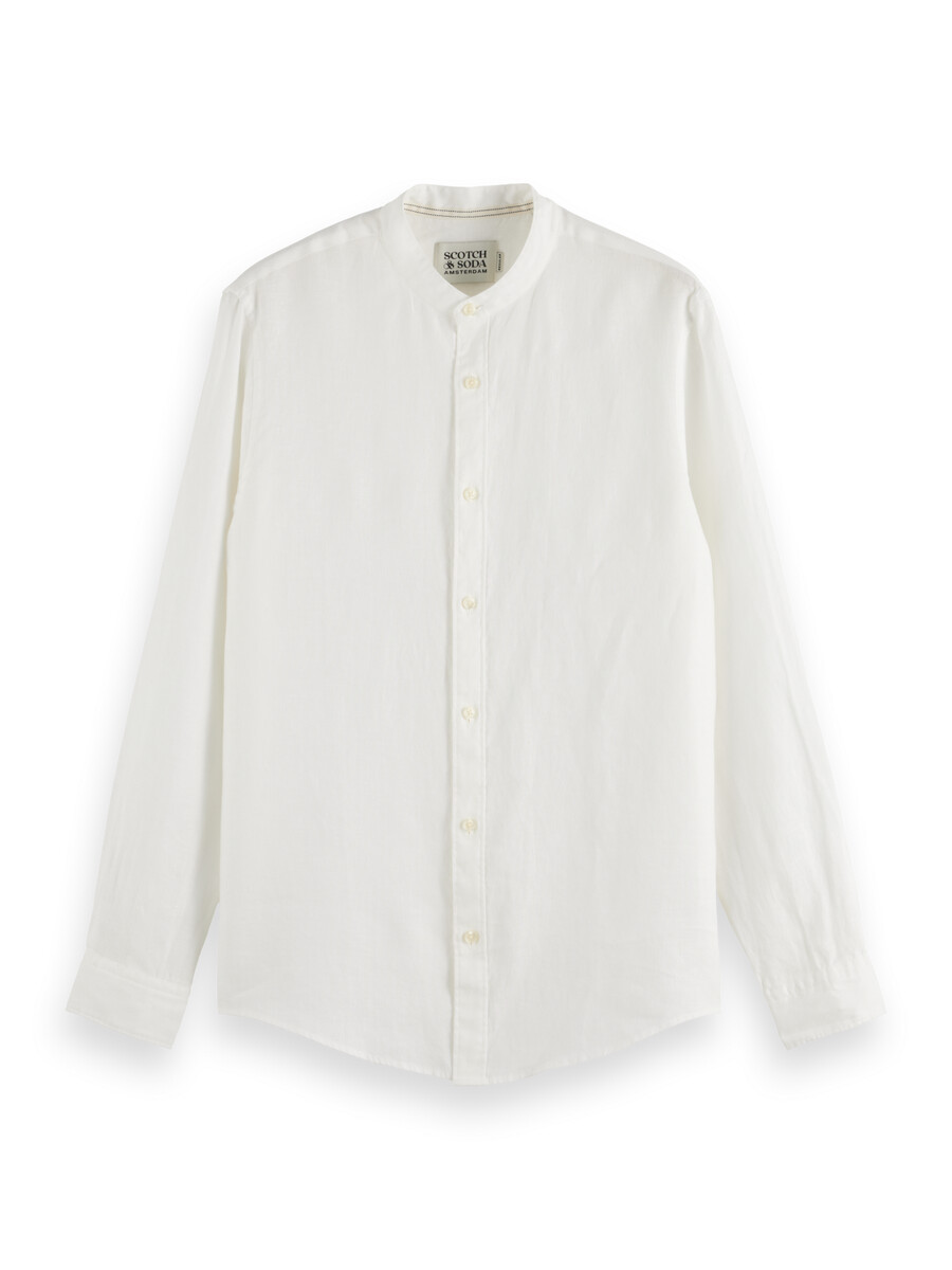 essentials — camisa de lino con cuello alto