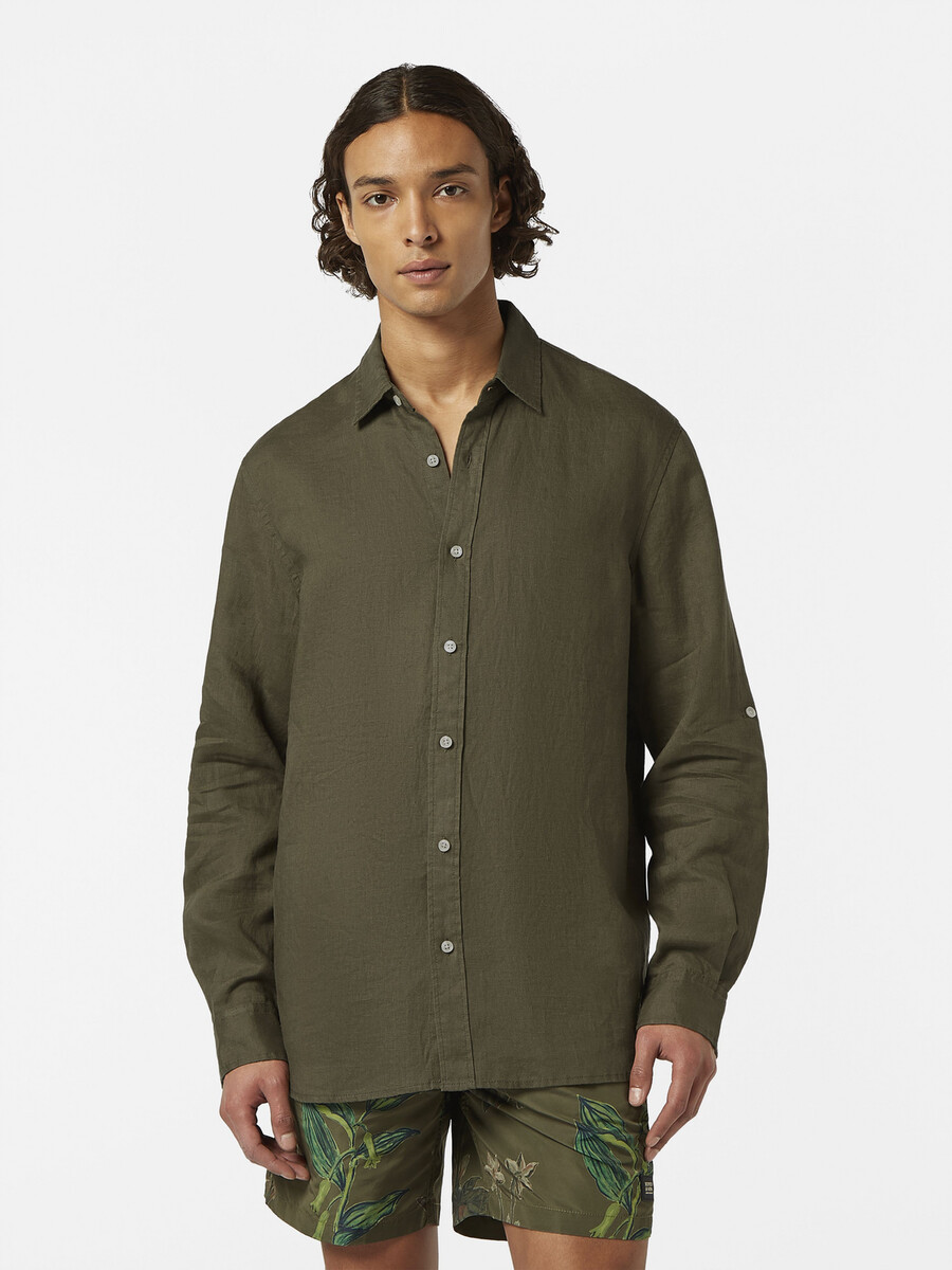 camisa de lino de corte regular