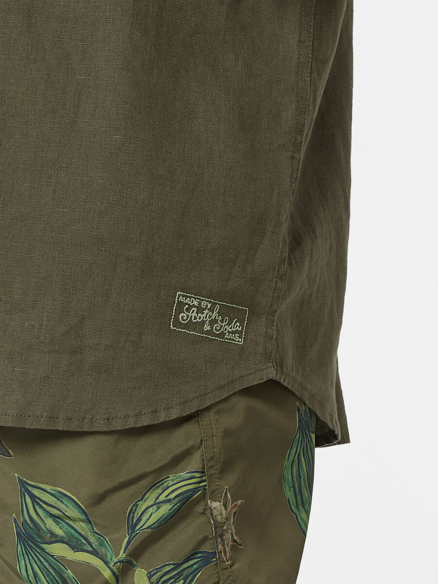 camisa de lino de corte regular