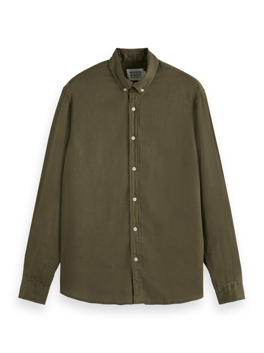 camisa de lino de corte regular