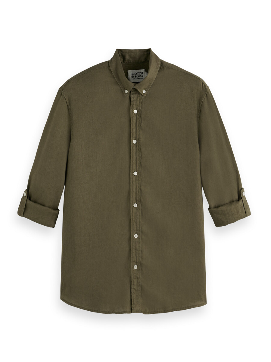 camisa de lino de corte regular