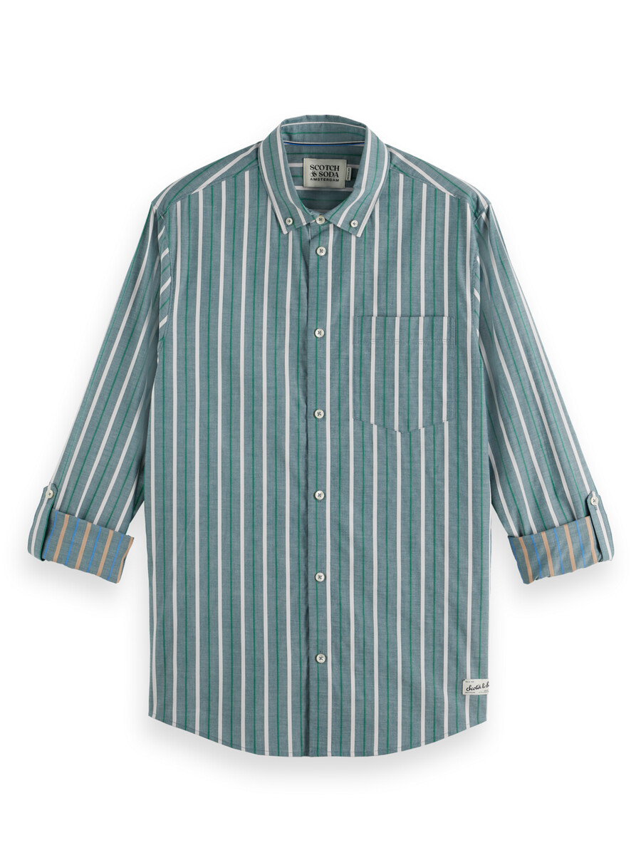 camisa de rayas dobby de corte regular