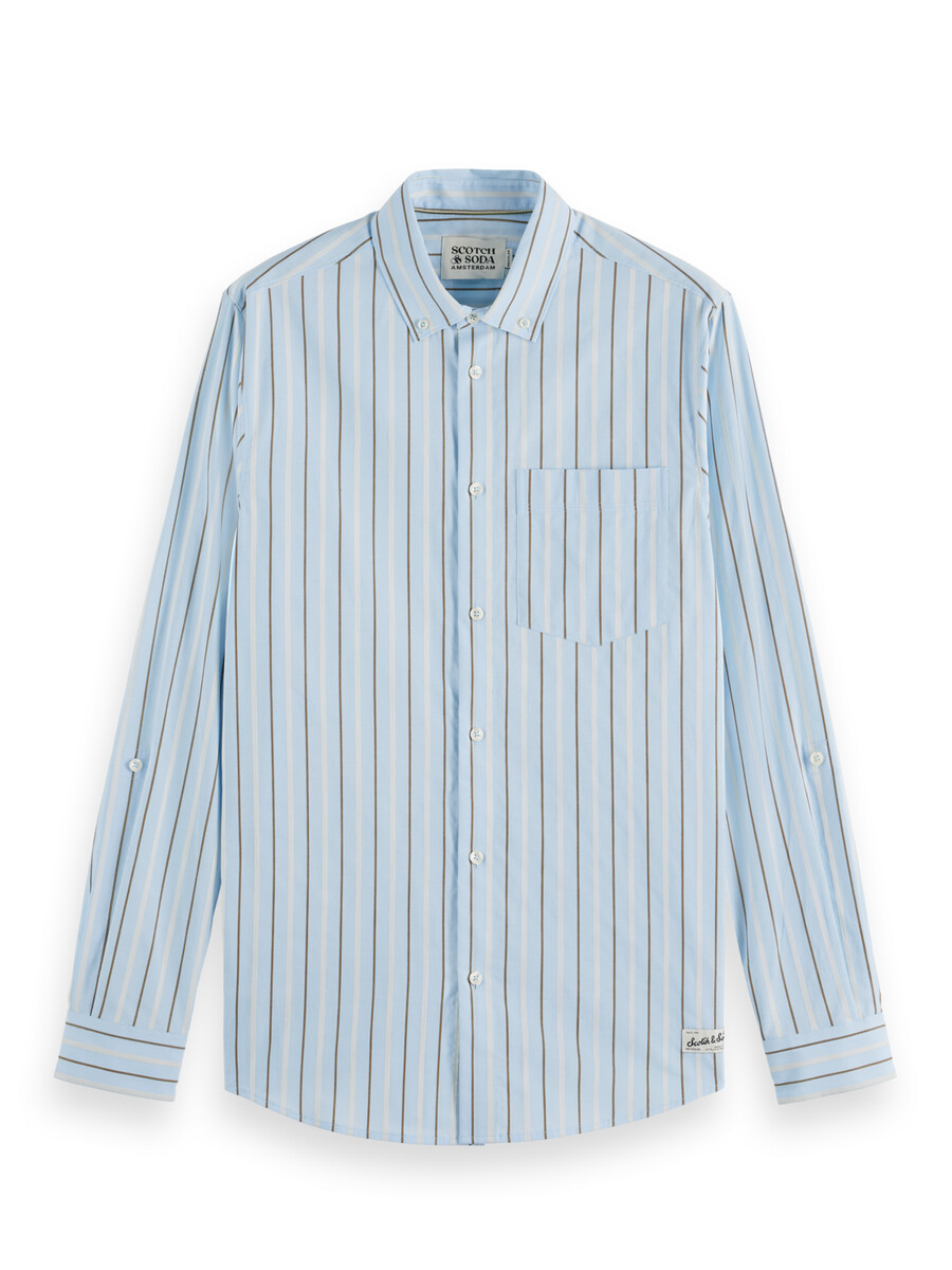 camisa de rayas dobby de corte regular