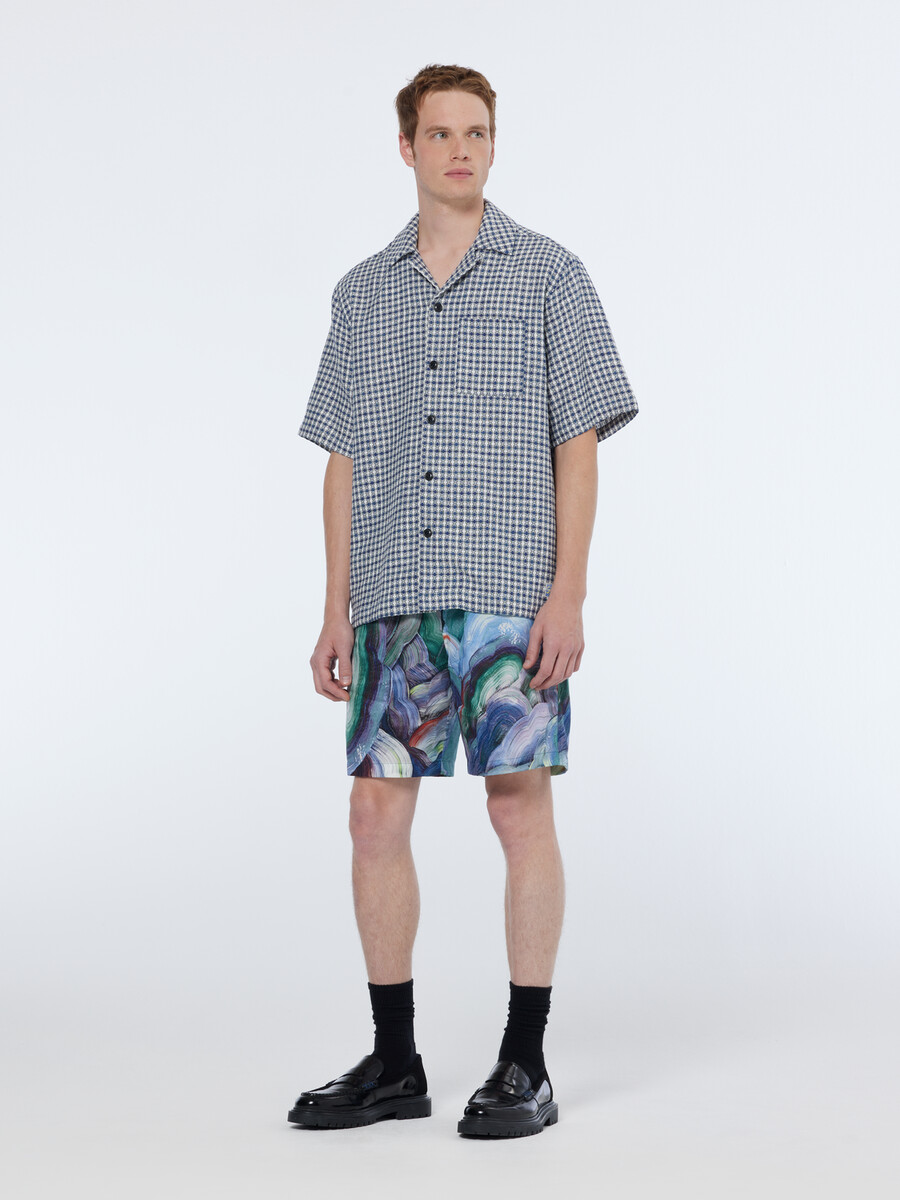 camisa de manga corta de corte relajado de jacquard