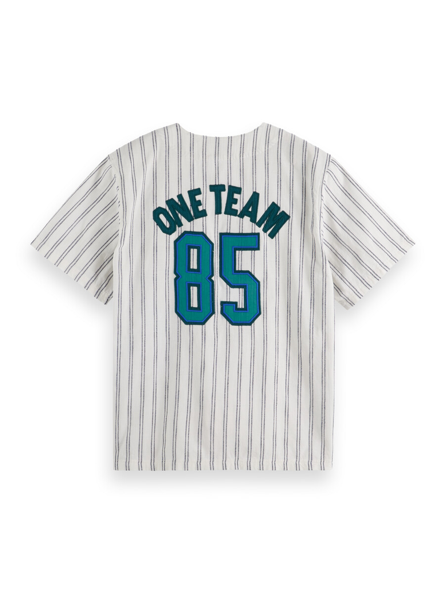 camisa de béisbol de manga corta de corte relajado