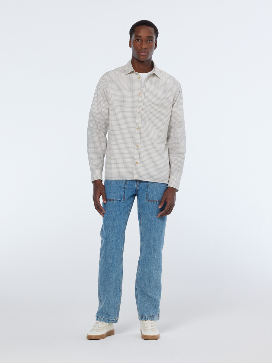 camisa de corte relajado con microcuadros teñidos en hilo