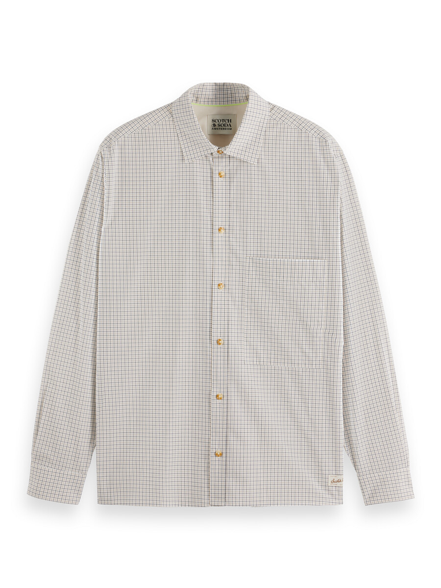 camisa de corte relajado con microcuadros teñidos en hilo