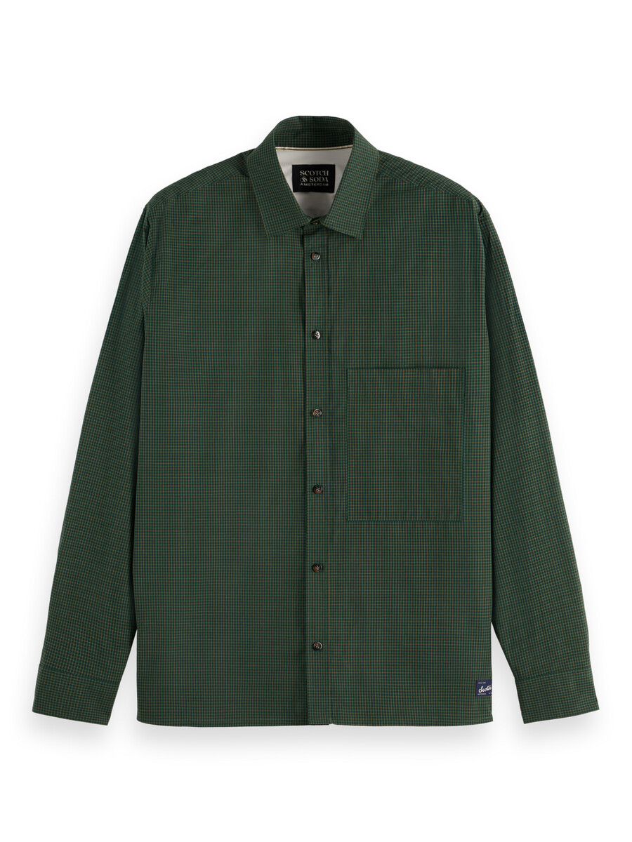 camisa de corte relajado con microcuadros teñidos en hilo
