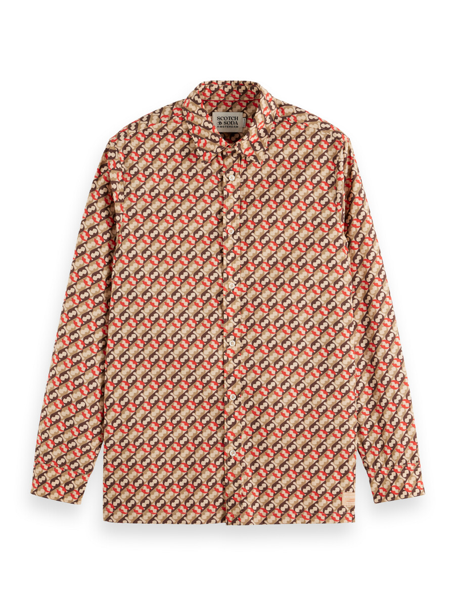camisa de corte regular con estampado geométrico