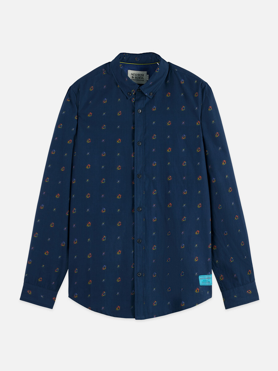 camisa ajustada de algodón estampada