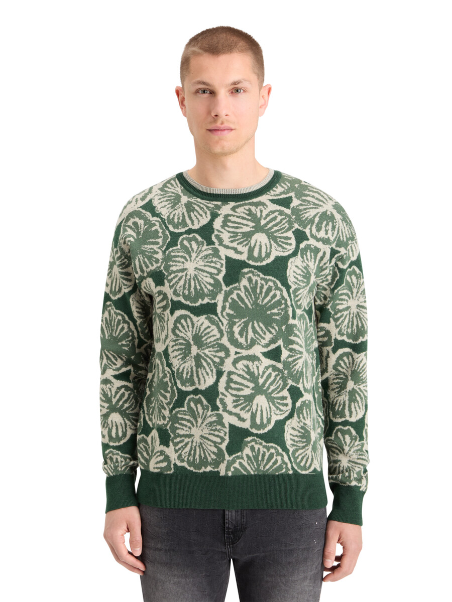 suéter jacquard con hombros caídos