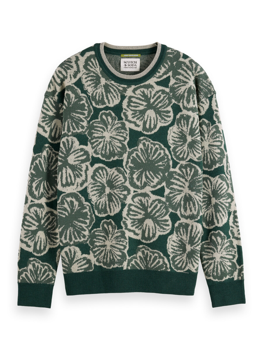 suéter jacquard con hombros caídos