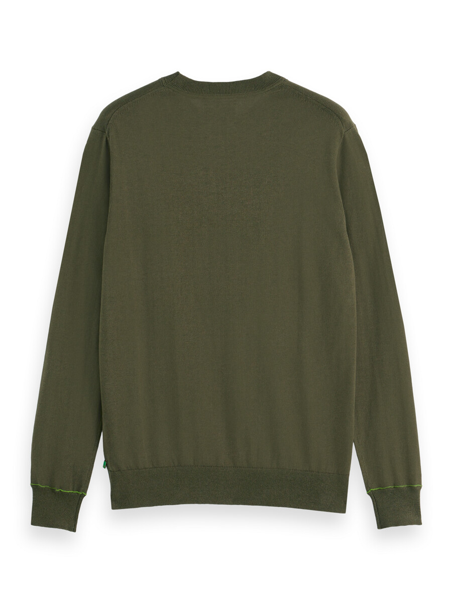 jersey de cuello redondo de corte regular en mezcla de lino